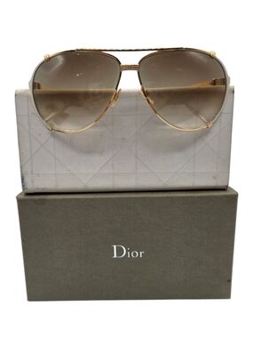 Dior Gold Aviator Sunglasses with Brown Gradient Lenses